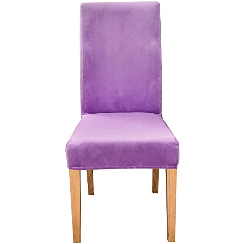 YSLLIOM Velvet Stretch Esszimmerstuhl Hussen, Spandex Plüsch Stuhlhussen Solide Esszimmer Stuhl Protector Home Decor (6er-Set,Violett) von YSLLIOM