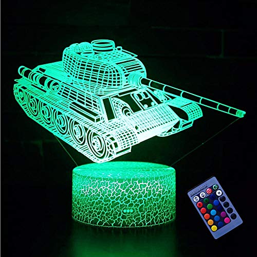 Kreative 3D Panzer Nacht Licht 16 Farben Andern Sich Fernbedienung USB-Strom Touch Schalter Dekor Lampe Optische Täuschung Lampe LED Lampe Tisch Kind Geburtstag Weihnachten Geschenke von YTDZLTD