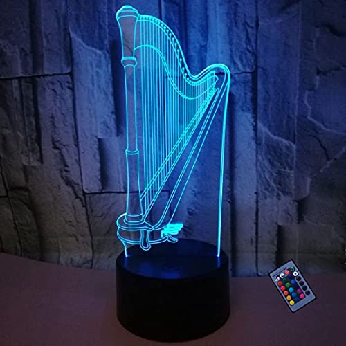 Optische Täuschung 3D Harfe Nacht Licht 16 Farben Andern Sich Fernbedienung USB-Strom Touch Schalter Dekor Lampe LED Lampe Tisch Kinder Brithday weihnachten Geschenk von YTDZLTD