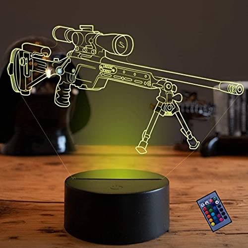 Optische Täuschung 3D Waffe Nacht Licht 16 Farben Andern Sich Fernbedienung USB-Strom Touch Schalter Dekor Lampe LED Lampe Tisch Brithday weihnachten Geschenk von YTDZLTD
