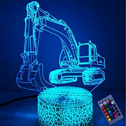 Kreative 3D Bagger Nacht Licht 16 Farben Andern Sich Fernbedienung USB-Strom Touch Schalter Dekor Lampe Optische Täuschung Lampe LED Lampe Tisch Kind Geburtstag Weihnachten Geschenke von YTDZLTD