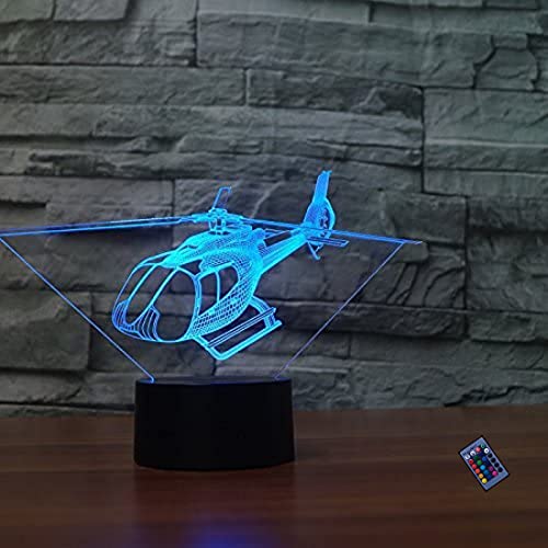 Kreative 3D Hubschrauber Nacht Licht 16 Farben Andern Sich Fernbedienung USB-Strom Touch Schalter Dekor Lampe Optische Täuschung Lampe LED Lampe Tisch Kinder Brithday Weihnachten Geschenke von YTDZLTD