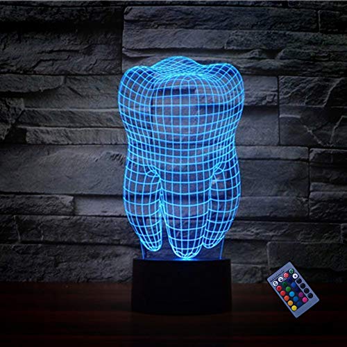 YTDZLTD Kreative 3D Zähne Nacht Licht 16 Farben Andern Sich Fernbedienung USB-Strom Touch Schalter Dekor Lampe Optische Täuschung Lampe LED Lampe Tisch Kinder Brithday Weihnachten Geschenke von YTDZLTD