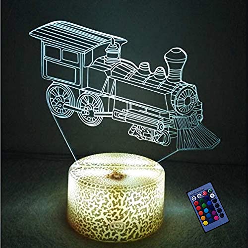 Kreative 3D Zug Nacht Licht 16 Farben Andern Sich Fernbedienung USB-Strom Touch Schalter Dekor Lampe Optische Täuschung Lampe LED Lampe Tisch Kinder Brithday Weihnachten Geschenke von YTDZLTD