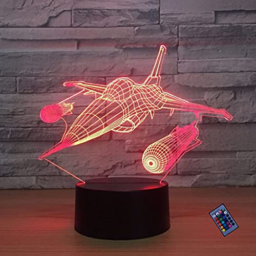 Optische Täuschung 3D Drohne Flugzeuge Nacht Licht 16 Farben Andern Sich Fernbedienung USB-Strom Touch Schalter Dekor Lampe LED Lampe Tisch Kinder Brithday weihnachten Geschenk von YTDZLTD