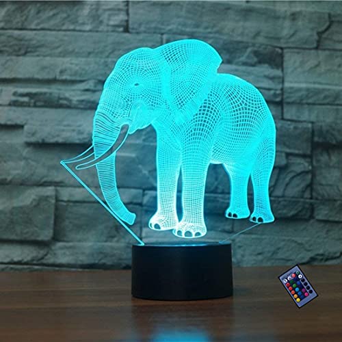 Optische Täuschung 3D Elefant Nacht Licht 16 Farben Andern Sich Fernbedienung USB-Strom Touch Schalter Dekor Lampe LED Lampe Tisch Kinder Brithday weihnachten Geschenk von YTDZLTD