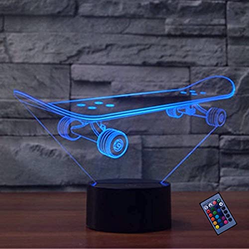 Optische Täuschung 3D Skateboard Nacht Licht 16 Farben Andern Sich Fernbedienung USB-Strom Touch Schalter Dekor Lampe LED Lampe Tisch Kinder Brithday weihnachten Geschenk von YTDZLTD