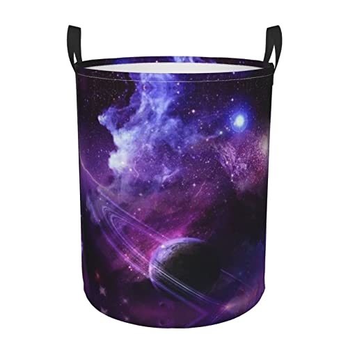 Galaxy Starry Space Purple Starry Große Wäschekörbe, zusammenklappbar, hohe Kleiderkörbe, Wäschesack für Badezimmer, Schlafzimmer von YTORA