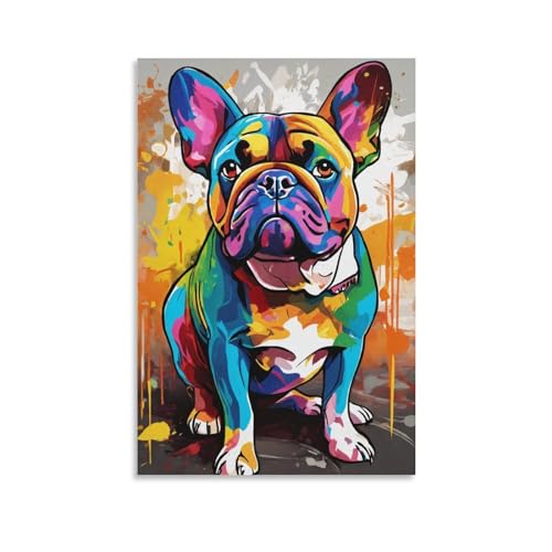 YTPONBCSTUG Wandbild Dog Modern Leinwandbild Animal Bulldogge Kunstdruck Deko Wanddekoration Für Wohnzimmer Schlafzimmer Küche Esszimmer Und Badezimmer von YTPONBCSTUG