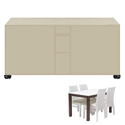 YUANBIAO Schutzhülle Abdeckplane 80x80x80cm Staubdicht Atmungsaktiv Schutzhülle Gartenmöbel Schutzhülle für Tisch mit Zugkordel für Gartenmöbel Tisch Stühle Sofa Outdoor, Beige von YUANBIAO