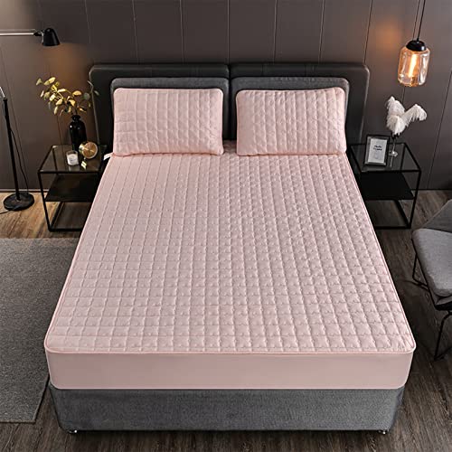 YUDEYU Spannbettuch Gesteppte Schicht Tagesdecke Matratzenschoner rutschfest Waschbar und langlebig Topper Spannbetttücher Spann bettlaken Lakens Fitted Sheet (Farbe : Rosa, Größe : 80x200 cm/high 1 von YUDEYU