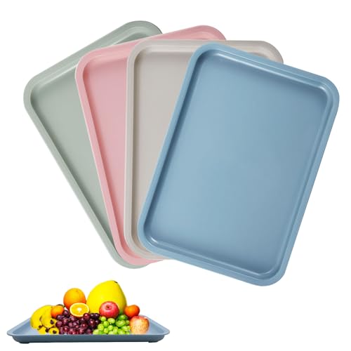 YUESIKJ 4 Stücke Unststofftablett Serviertablett Rutschfest Kunststoff Serviertablett Fast Food Tablett Rechteckig Tablett Servierplatten Küchentablett 24.5*17.5cm Für Küche Esszimmer Café (4 Farben) YUESIKJ 4 Stücke Unststofftablett Serviertablett Rutschfest Kunststoff Serviertablett Fast Food Tablett Rechteckig Tablett Servierplatten Küchentablett 24.5*17.5cm Für Küche Esszimmer Café (4 Farben) von YUESIKJ