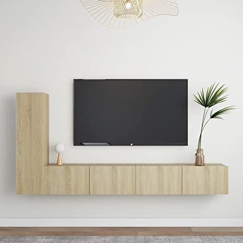 YUHI-HQYD 3-TLG. TV-Schrank-Set,Hängeschränke,Besteck Schränke,Aufbewahrungsschränke,Vitrinenschränke,Moderner Stil,TV-Möbel,Dekorative Schränke,für Wohnzimmer,Korridor, Sonoma-Eiche Holzwerkstoff von YUHI-HQYD