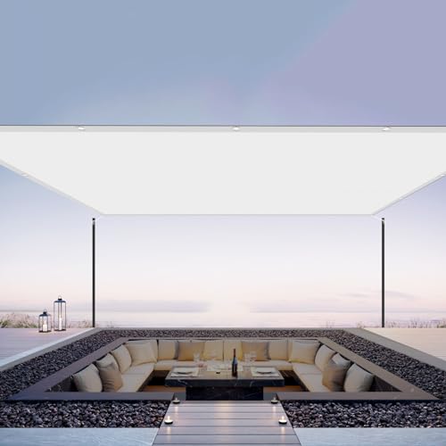 Sonnenschutz Terrasse Sonnensegel 130 x 160 cm, Balkonumrandung Sichtschutz Sonnenschutz Windschutz Sonnensegel Balkon mit Ösen Und Befestigungsseile, Weiß von YUHUILI