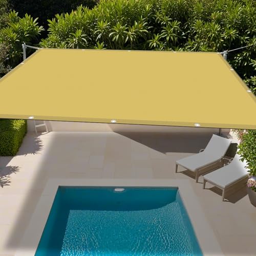 Sonnensegel Quadrat 4 x 6 m Wetterschutz Sonnenschutz Sonnenschutz UV Schutz Windschutz Sonnensegel Balkon mit Ösen Und Befestigungsseile, Creme Farben von YUHUILI