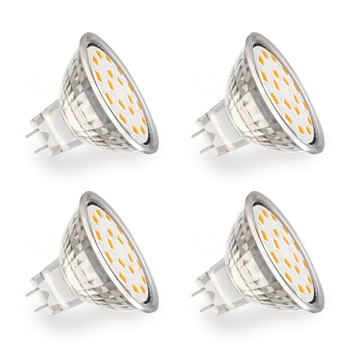 YUIIP MR11 GU4 LED 4W Warmweiß 2700K 390LM 120Grad Reflektorlampe Bulbs, MR11 30W 35W 40W Halogen Ersatz, Nicht Dimmbar GU4 MR11 12V AC DC LED Reflektor LED Spot ersetzt, 4er Pack von YUIIP