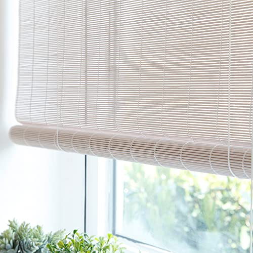 YUJIANHUAA Bambusrollo Rollos Weiße römische Fenstervorhänge,Patio-Schlafzimmer Badezimmer Blackout Bambusrollo,Sichtschutz Rollo für Fenster und Türen,60% Shading Rate,Anpassbar (45x150cm/18x59in) von YUJIANHUAA