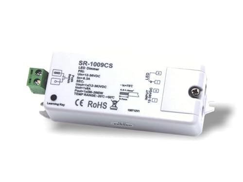 YULED SR-1009CS LED Controller 1-Kanl Funk Empfänger 1x8A 12-36V DC 868MHz 40m Reichweite für einfarbige Leuchtmittel von YULED