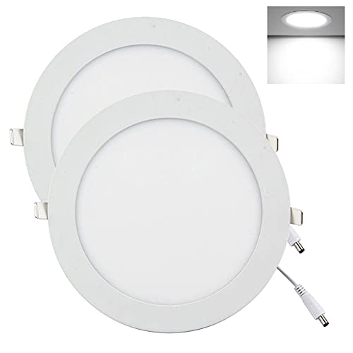 YULIN SUN LED Einbaustrahler, 12W 1080lm x 2 Stück Rund LED Einbauleuchten Deckenleuchte Ø 170mm, Ultraslim Deckenlampe 9mm, Kaltweiß 6500K, AC 165-250V, Inklusive Treiber von YULIN SUN