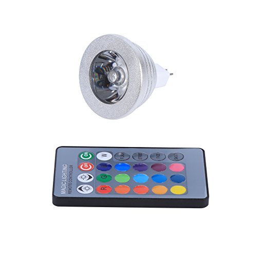 YUMILI Farbwechsel Lampe, MR16 3W RGB LED Licht Farbwechsel Lampe, RGB Magic Spot Light 12V-24V mit Fernbedienung für Home Bar von YUMILI