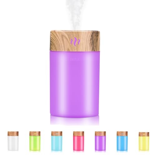 YUNYODA Tragbarer USB Luftbefeuchter, 35 dB Leise 2.6L Kaltnebel Befeuchter mit 7 LED-Farbwechsel Lichtern, Ultraschall Kleiner Aroma Diffuser Luftbefeuchter für Wohnzimmer Schlafzimmer von YUNYODA