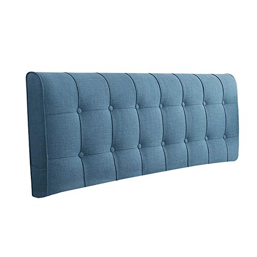 Bett Rückenpolster Stoff Sofa Rückenpolster Lendenkissen Bett Weichpackung Rückenkissen Bett Rückenlehne Nacken- und Taillenstützkissen Waschbar ( Color : Dark blue With Headboard , Size : 200cm ) von YUPING