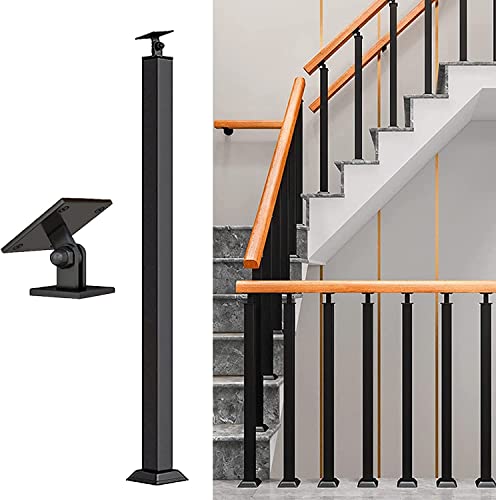 Staircase Handrail Treppengeländer Schwarze Treppe Geländer Säule 30-120 cm hoch, Quadratische Baluster für Treppe innen außen, mit Schraubensätzen for Indoor and Outdoor (Size : Spindle Height 120cm von YUYI