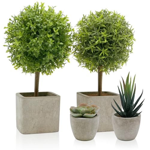 YVONNEYI 4 Stück Künstliche Pflanzen, Mini Kunstpflanze Succulents, Künstliche Pflanzen Plastik für Schlafzimmer Badezimmer Küchen Zuhause Innen Deko von YVONNEYI