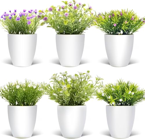 YVONNEYI 6 Stück Mini Künstliche Pflanzen, Mini kunstblumen, kunstpflanze für Schlafzimmer Badezimmer Küchen Zuhause Innen Deko von YVONNEYI