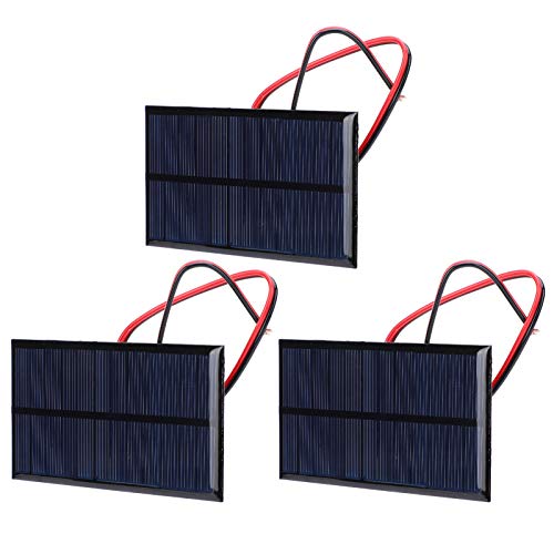 3pcs DC 6V 1W Solarpanel Polykristallines Silizium Tragbares Zellleistungsmodul mit 11,8-Zoll-Kabel von YWBL-WH