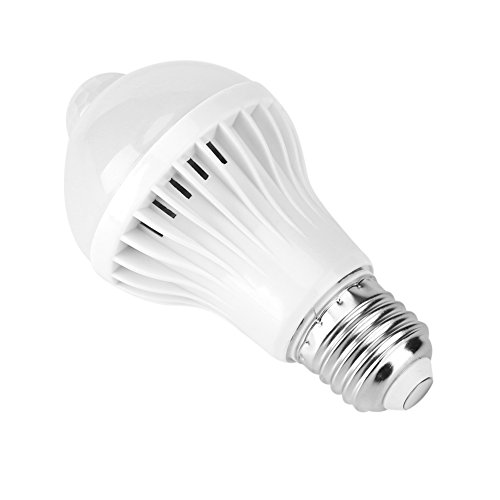 YWBL-WH Intelligente Glühbirne mit Bewegungsmelder und PIR-Detektor, 12/18/24 LEDs, 6000–6500 K, Energiesparend, E27-Sockel-Installation für Keller, Badezimmer, Flur, Veranda (5W) von YWBL-WH