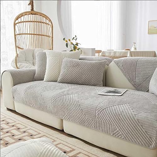 YWQJL Sofabezug Ecksofa L Form Couch Cover L Shape Sofaschoner rutschfest Sofaschutz Sitzfläche Samt Schonbezug Sofa Sofahusse Sofaüberwürfe Couchhusse for1 2 3 4 Sitzer,beige-70x150cm von YWQJL