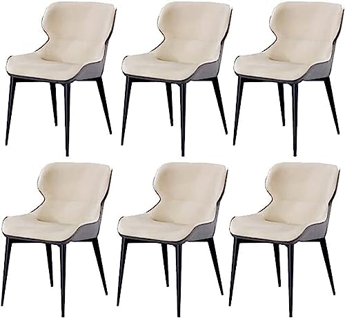 YXCUIDP Esszimmerstühle 6er-Set Beistellstühle Wasserdichtem PU-Leder mit Gestell Aus Kohlenstoffstahl Stühle for Die Küche Wohnzimmer Lounge Und Theke (Color : Beige) von YXCUIDP