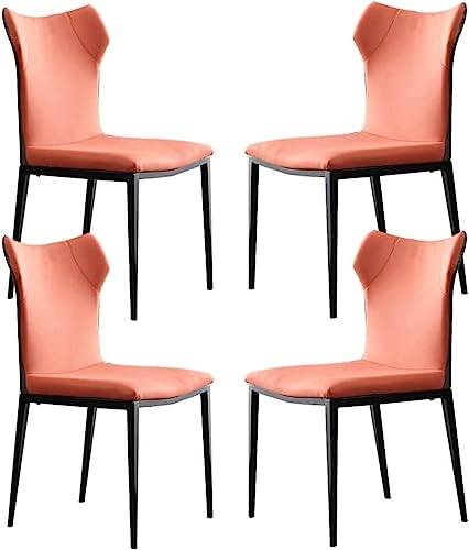 YXCUIDP Küchen-Esszimmerstühle 4er-Set Technologie-Stoff Schlafzimmer Ehezimmer Balkon Sofa Stuhl Beine Aus Kohlenstoffstahl Metallbeine Wohnzimmer-Seitenstuhl (Color : Orange) von YXCUIDP