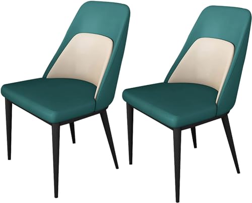 YXCUIDP Moderne Esszimmerstühle 2er-Set Küchenstühle mit Rückenlehne Aus Künstlichem Mikrofaserleder Beistellstühle Wohnzimmer (Color : Green) von YXCUIDP