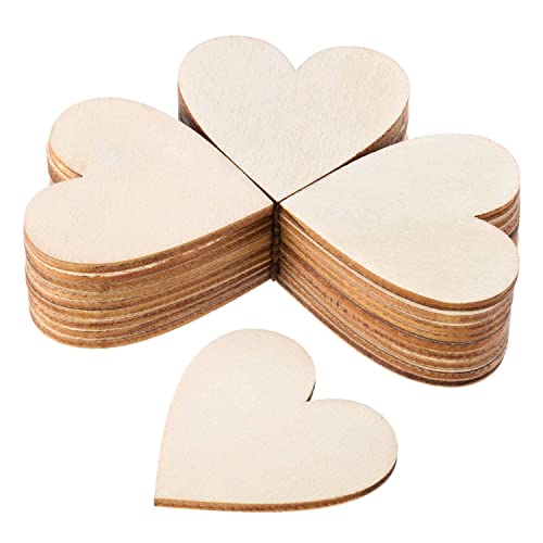 YXHZVON Holzplatten zum Basteln Herzförmig, 100 Stück Unbehandelte Holzstücke 4 cm Länge, 2 mm Dicke, Herzförmig Form, Holzplatten Natur für Weihnachten, Geschenkanhänger, Kinder, DIY-Projekte von YXHZVON