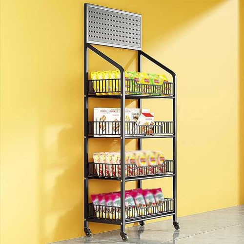 Snack-Regal im Supermarkt Groß 4/ 5 Schichten Kartoffelchip-Display-Ständer, Kommerziell Supermarkt Snack-Regal-Organisator, Einzelhandel Freistehend Snack Candy Lagerwagen, Mit Rollenden Rädern(Color von YXXSDP