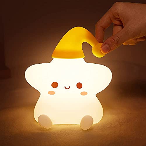 YY YITIKA Stern Nachtlicht Kinder, Led Nachttischlampe babyzimmer, USB Silikon Stilllicht dimmbar Touch für Nachtlicht Baby Farbwechsel Schlaflicht Kinderzimmer Deko Geburtstag Geschenk von YY YITIKA