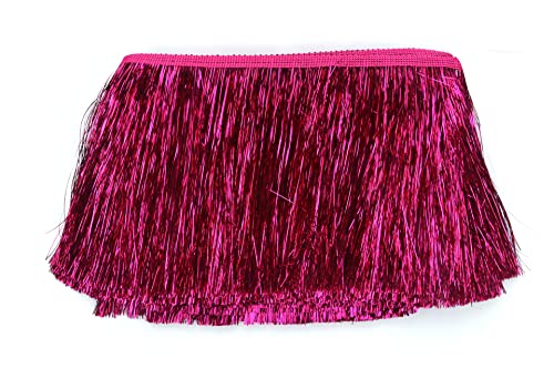 YYCRAFT Lametta-Fransen-Bordüre, Lametta-Girlande, Tanzkostüm, Fransenbesatz, glänzender Folieneffekt, Party-Dekoration (9,1 m, Hot Pink) von YYCRAFT