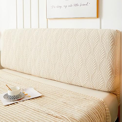 YYHSND Stretch-Bett-Kopfteil-Bezug, Weicher Karierter Bett-Kopfteil-Schonbezug for Queen-Size-Betten, Staubdichter Schutzbezug for Schlafzimmer-Dekoration (Color : Beige, Size : Length (67-74in)) von YYHSND