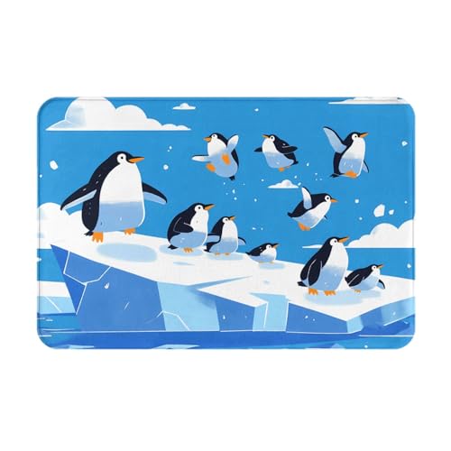 YYHWHJDE Rutschfeste Flanell-Bodenmatte, Pinguine auf dem Eisberg, 40,6 x 61 cm, leicht zu reinigen, geeignet für Haustür, Fußmatte, Wohnzimmer, Badezimmer von YYHWHJDE