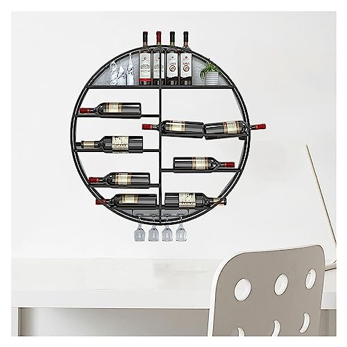 YYNLJY An der Wand montiertes rundes Weinregal, Weinglas-Becherhalter, mit hängenden Kelchglas-Stielglasregalen, Metall-Eisen-Lagerregal, Keller-Küchentheke, schwebende Lagerregale, für die Barküche von YYNLJY