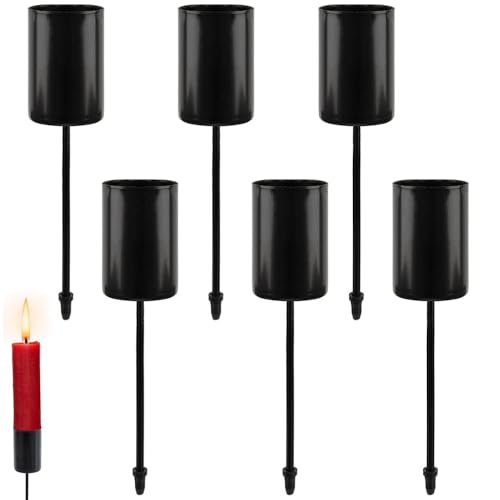 Adventskranz Kerzenständer, 6 Stück Adventskerzenhalter Metall, Retro Stabkerzenhalter kerzenhalter mit kurzem Dorn für Adventskranzdekoration(Schwarz) von YZDZSW