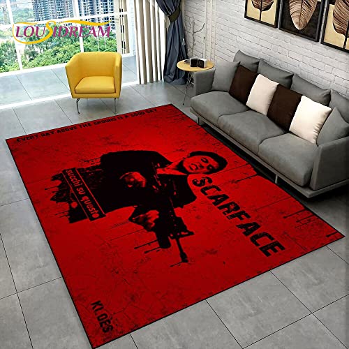 YZGAH Film Scarface Tony 3D-Druckbereich Teppich Groß, Teppich Teppich Für Wohnzimmer Schlafzimmer Sofa Fußmatte Dekor, Kid Play rutschfeste Bodenmatte P1970 40X60Cm von YZGAH