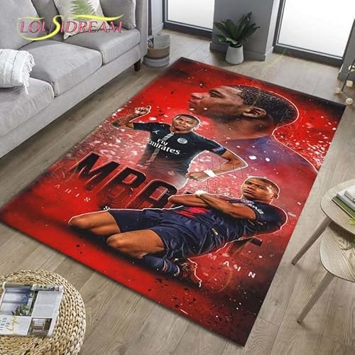 YZGAH Mode-Mbappé-Muster Teppiche Und Teppiche Wohnzimmer Schlafzimmer Küche Badezimmer Großflächiger Weicher Teppich Zuhause Kinderzimmer Bodenmatte H5196 50X70Cm von YZGAH