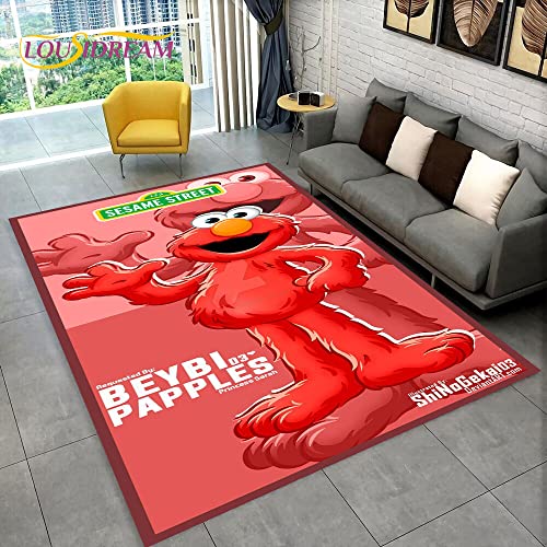 YZGAH Tv Sesamstraße Niedliche Cartoon Bereich Teppich, Teppich Teppich Für Wohnzimmer Schlafzimmer Sofa Fußmatte Dekoration, Kind Spiel rutschfeste Bodenmatte P2691 50X70Cm von YZGAH