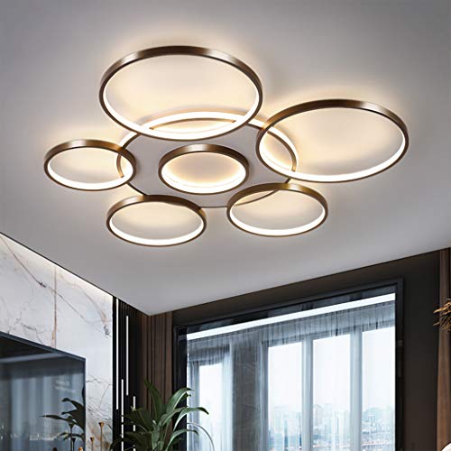 YZSJ Wohnzimmerlampe LED Dimmbar Deckenleuchte Mit Fernbedienung Lichtfarbe/Helligkeit Einstellbar Deckenlampe Metallrahmen Schlafzimmerlampe Modern Groß Schlafzimmer Esszimmer Pendelleuchte,7heads von YZSJ