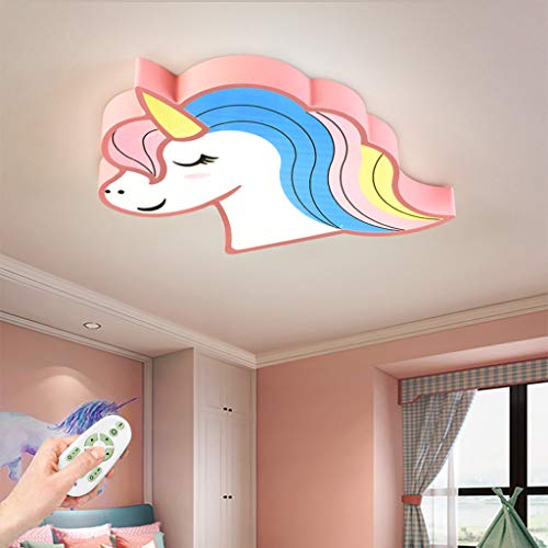 Kinderzimmerlampe LED Dimmbar Deckenleuchte Mit Fernbedienung Deckenlampe Einhorn Form Acryl Mädchen/Junge Zimmer Beleuchtung Kinder Schlafzimmer Esszimmer Hotelzimmer Dekorative Pendelleuchte,Rosa von YZSJ