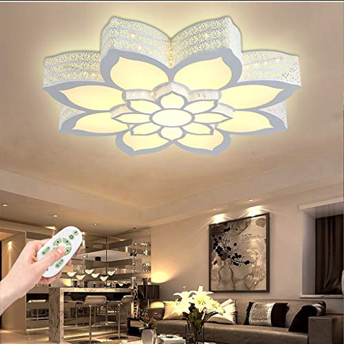 Wohnzimmerlampe LED Deckenleuchte Modern Dimmbar Deckenlampe Acryl Flower-Shaped Lampenschirm Mit Fernbedienung Schlafzimmerlampe Esszimmerlampe Kinder Mädchen Junge Pendelleuchte,60cm(48w) von YZSJ