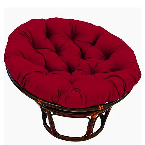 Yahbrra Papasan Papasansessel Rattansessel Auflage Sesselkissen Gartenkissen Sitzkissen Garten Kissen Gesteppt mit Schlaufen Rund Sitzkissen Krabbeldecke Hängesessel (Color : Red, Size : 100 * 100cm) von Yahbrra